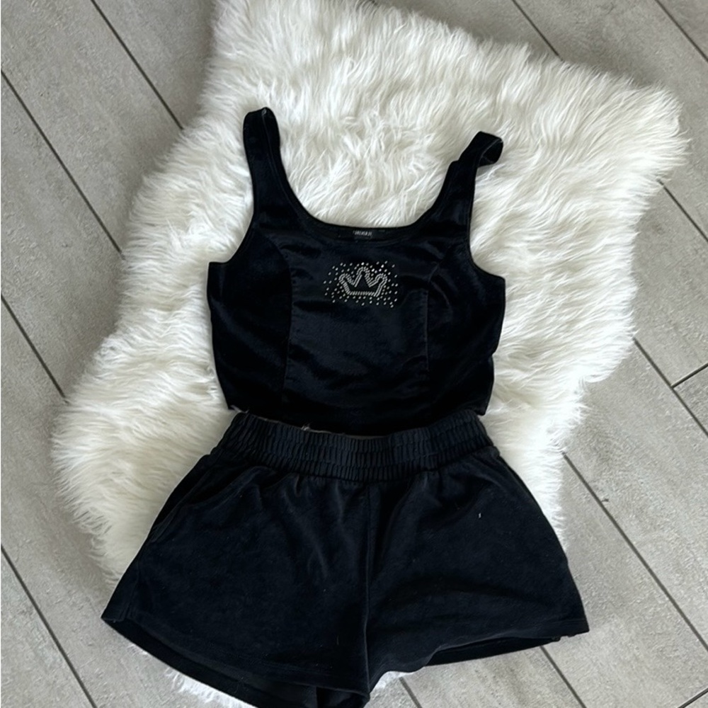 Black Tank Top and Shorts Set